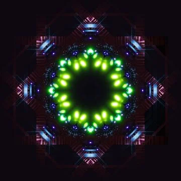 Abstract pattern, multi-colored kaleidoscope, lighting and spotlights Foto stock