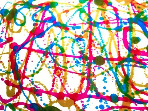 Abstract pattern of multi-colored lines and dots on a white background Stock Photos