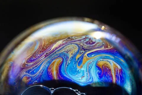 Abstract pattern, multicolored chaotic texture inside of the soap bubble, ... Stock Photos