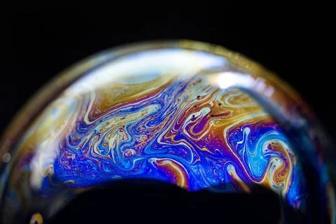 Abstract pattern, multicolored chaotic texture inside of the soap bubble, ... Foto stock