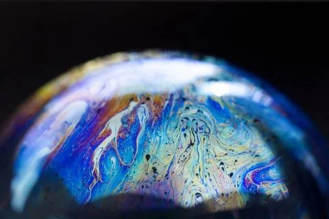 Abstract pattern, multicolored chaotic texture inside of the soap bubble, ... Foto stock