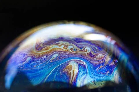 Abstract pattern, multicolored chaotic texture inside of the soap bubble, ... Foto stock
