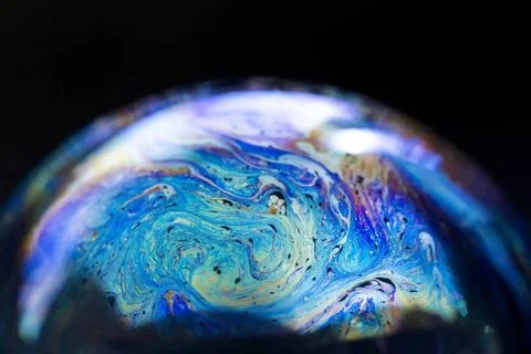 Abstract pattern, multicolored chaotic texture inside of the soap bubble, ... Stock Photos