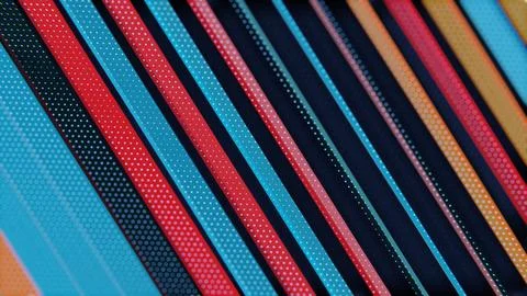 Abstract Pattern with Multicolored Diagonal Stripes and Hexagonal Dots.. Stock Illustration