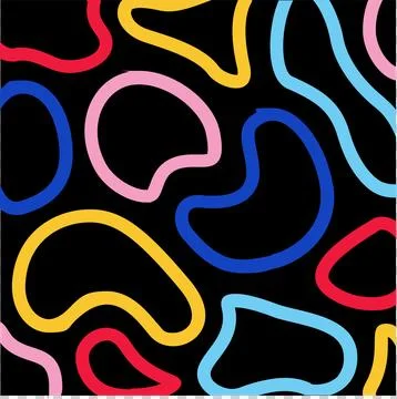 Abstract pattern of multicolored organic blobs is appearing in flat design, Stock Illustration