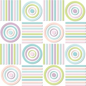 Abstract pattern multicolored square on striped background Stock Illustration