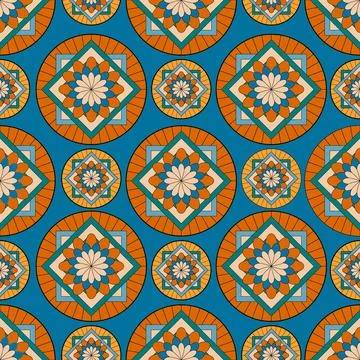 Abstract pattern multicolored square on striped background Stock Illustration