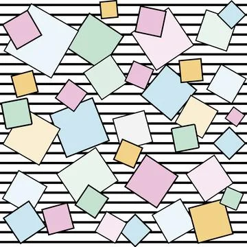 Abstract pattern multicolored square on striped background Stock Illustration
