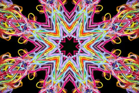 Abstract pattern of multicolored threads on a black background 스톡 일러스트
