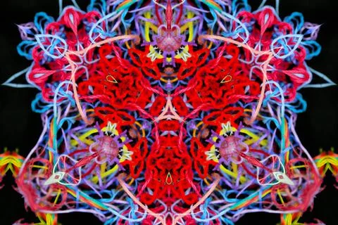 Abstract pattern of multicolored threads on a black background Illustrazione stock