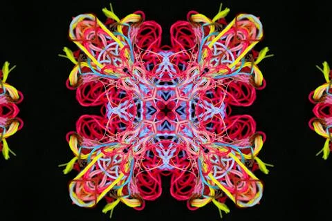 Abstract pattern of multicolored threads on a black background Illustrazione stock