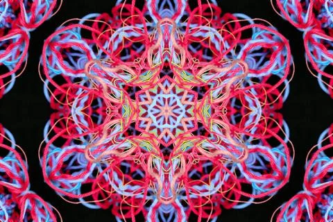 Abstract pattern of multicolored threads on a black background Stock Illustration