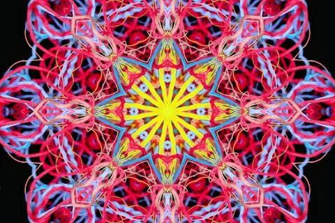 Abstract pattern of multicolored threads on a black background 스톡 일러스트