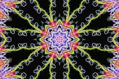 Abstract pattern of multicolored threads on a black background Illustrazione stock