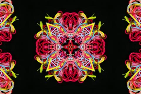 Abstract pattern of multicolored threads on a black background 스톡 일러스트