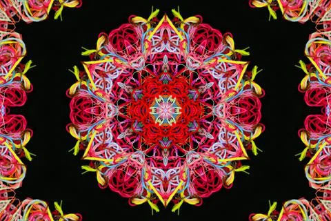Abstract pattern of multicolored threads on a black background Stock Illustration