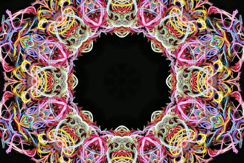 Abstract pattern of multicolored threads with spase for text Stock Illustration