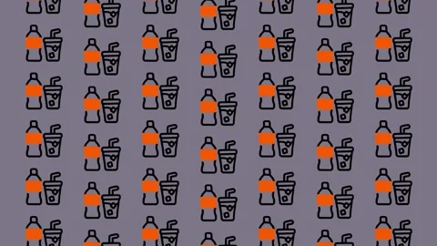 Abstract Pattern of Orange and Black Beverage Containers. Stock Footage 325387667