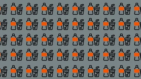 Abstract Pattern of Orange and Black Beverage Containers. Stock Footage 325387679