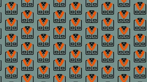 Abstract Pattern of Orange and Black Geometric Shapes on a Grey Background. Stock Footage 325387725
