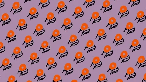 Abstract Pattern of Orange and Black Striped Shapes on a Light Purple Backg.. Stock Footage 325387808