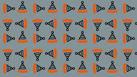 Abstract Pattern of Orange and Black Triangles on Gray Background. Stock Footage 325387811