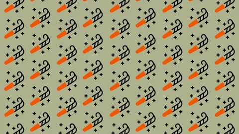 Abstract Pattern with Orange and Black Elements on a Light Green Background. Stock Footage 325388121