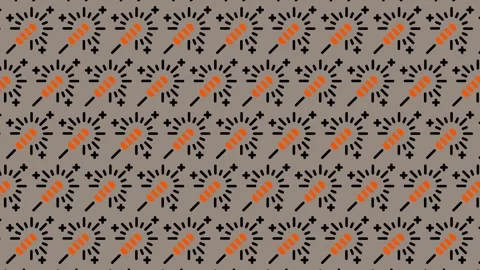 Abstract Pattern with Orange and Black Elements on Gray Background. Stock Footage 325388138