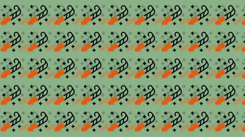Abstract Pattern with Orange and Black Shapes on Green Background. Stock Footage 325388178