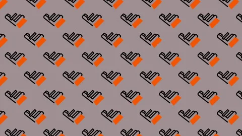 Abstract Pattern of Orange and Black Hand Icons. Stock Footage 325400943