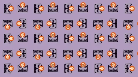 Abstract Pattern of Orange and Blue Geometric Shapes on a Purple Background. Stock Footage 325382973