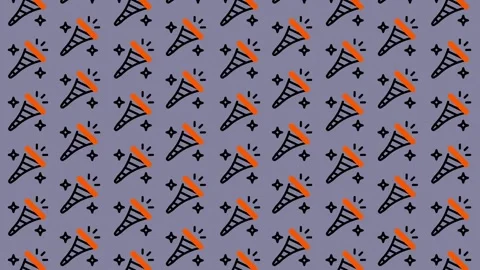 Abstract Pattern with Orange and Blue Ice Cream Cones and Stars. Stock Footage 325388177