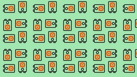 Abstract Pattern of Orange and Green Rectangles with Circles. Stock Footage 325387880