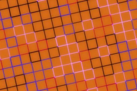 Abstract pattern of orange and pink squares with purple outlines Stock Photos
