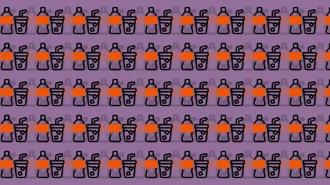 Abstract Pattern of Orange and Purple Cups with Straws. Stock Footage 325387893