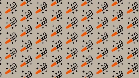 Abstract Pattern of Orange Carrots and Black Dots on a Light Background. Stock Footage 325387895