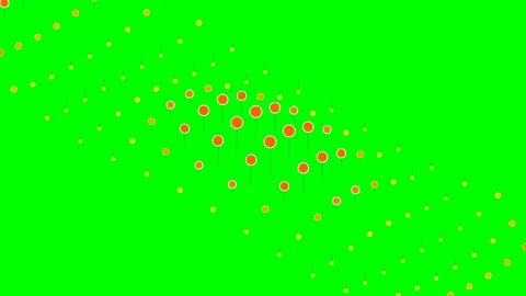Abstract pattern of orange circles arranged in a wavy grid on green backgroun Stock Footage 341824230