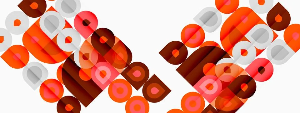 Abstract pattern. Overlapping circles create textured ribbon effect. Warm c.. Illustrazione stock