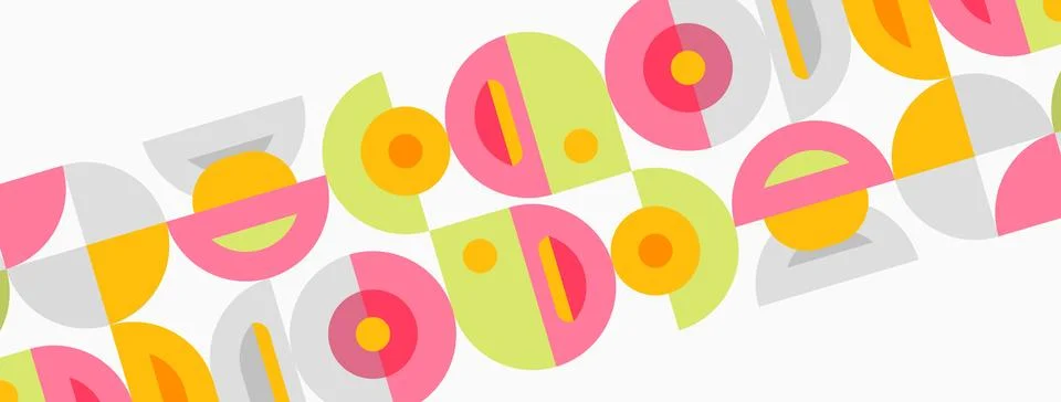Abstract pattern. Overlapping circles, semicircles create repeating design... Illustrazione stock