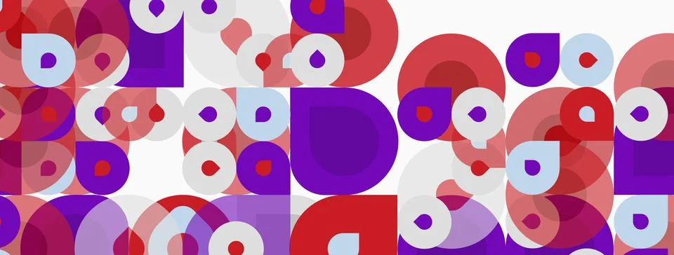 Abstract pattern. Overlapping circles, squares create vibrant, colorful Stockillustratie