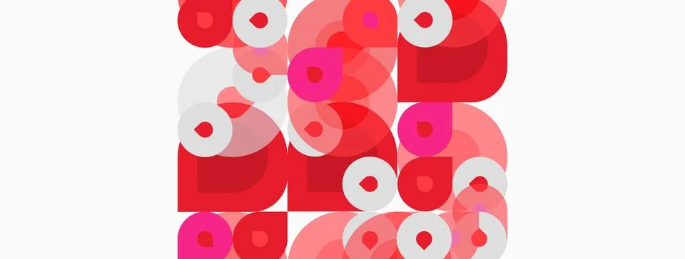 Abstract pattern. Overlapping circles, varying shades pink, red. Simple Stockillustratie
