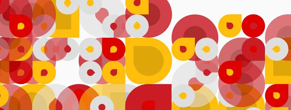 Abstract pattern. Overlapping circles, warm colors dominate. Orange, red, y.. 스톡 일러스트