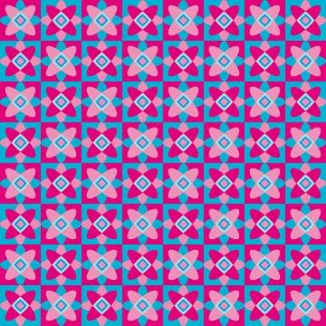 Abstract pattern with pink and blue floral shapes Stock Illustration