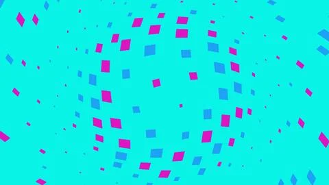 Abstract pattern with pink and blue squares on cyan background イラスト素材