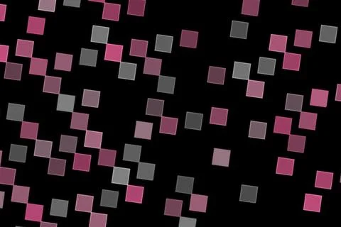 Abstract pattern of pink and gray squares on black background Stock Illustration