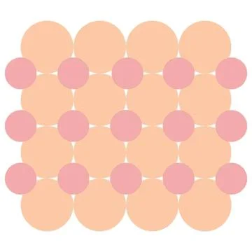 Abstract pattern of pink and peach circles on white background Illustrazione stock