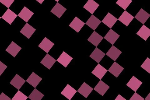 Abstract pattern of pink and purple squares on black background Illustrazione stock