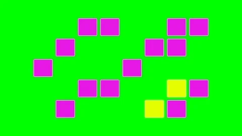 Abstract pattern of pink and yellow squares arranged on a vibrant green bac.. Stock Footage 340266784