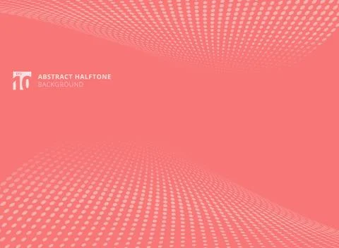 Abstract pattern pink dots coral color halftone perspective background. Stock Illustration