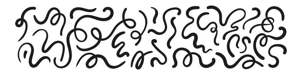 Abstract pattern with playful squiggle lines and brush strokes. Colorful te.. Stock Illustration